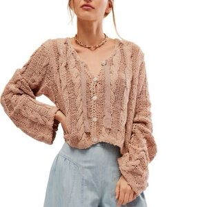 NWT Free People Robyn Crochet Knit Cardigan